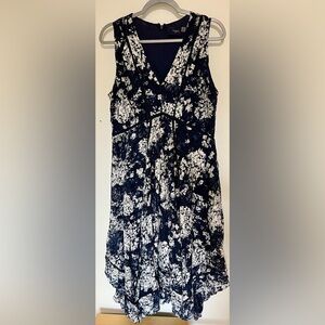 Taylor Navy and White Lace Boho Dress